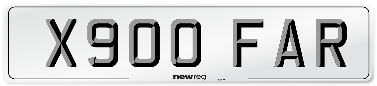 X900 FAR Number Plate from New Reg